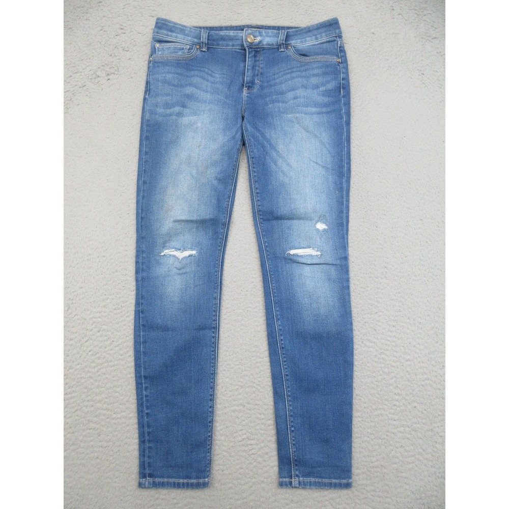 WHBM Skimmer Jeans Womens 6 Blue Distressed Skinny Mid Rise‎ Ankle Casual Staple